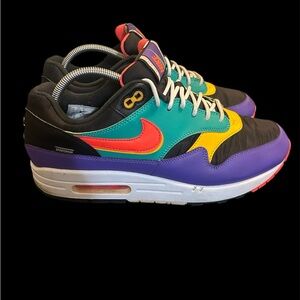 Nike Air Max 1 SE Windbreaker Black Purple Multicolor AO1021-023 Mens Size 10